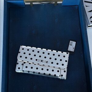 Guess Silver Wallet with Black Polka Dots